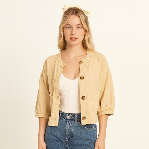 Vince Jackets & Blazers - Vince khaki bolero cotton metal blend